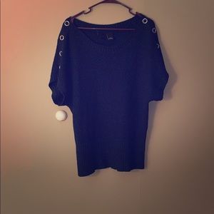 A blue/black sweater